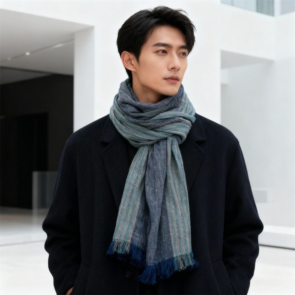 Cotton Linen Yarn-dyed Winter  - đánh giá và giá Wool Scarf Men