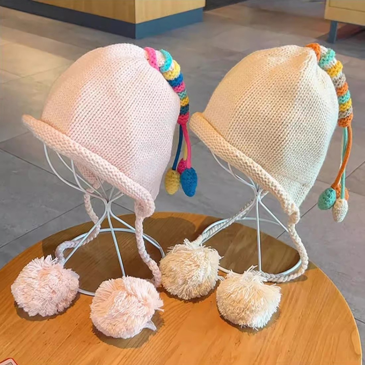 Rainbow Tail Children Ear Prot - đánh giá và giá Knit Beanie Hat Warm